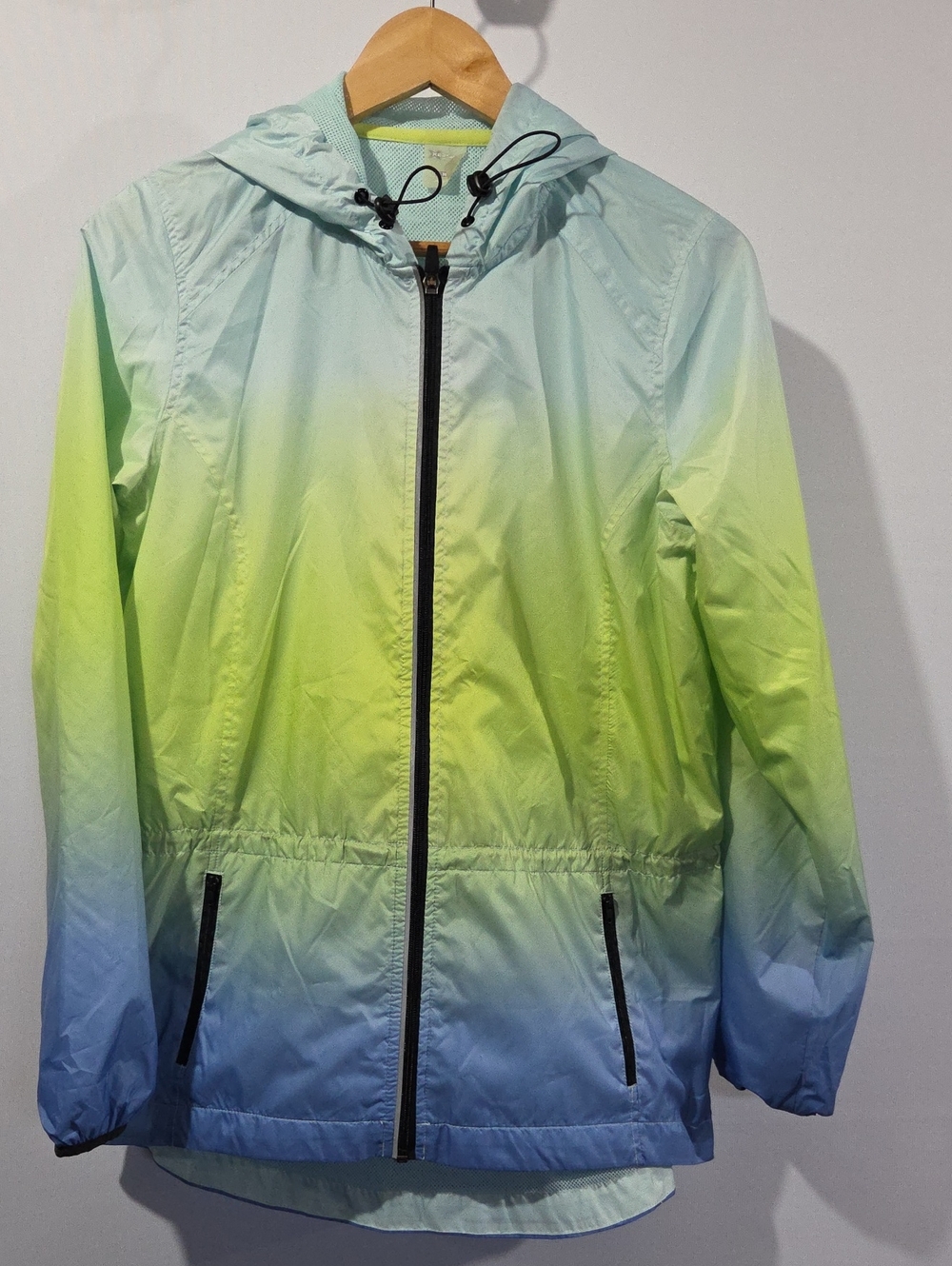 Xersion Light Mint and Lime Drawstring Hooded Jacket